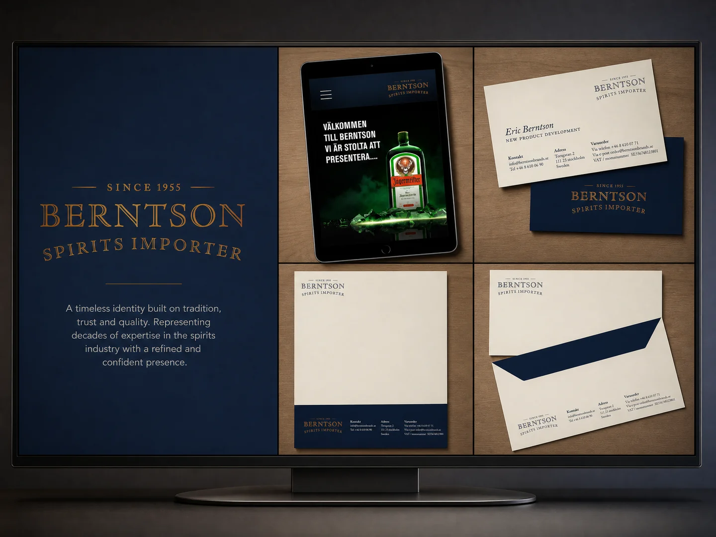 Presentation, produktblad och brevpapper för Berntson